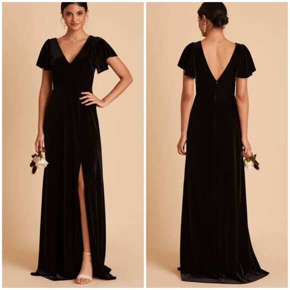 Birdy Grey Hannah Velvet Formal Bridesmaid Dress Black NEW M - Picture 1 of 12